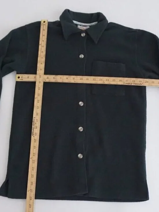 Vintage '90S Cherokee Hunter Green Embroidered Feathers Button Up Shacket S - Picture 4 of 10